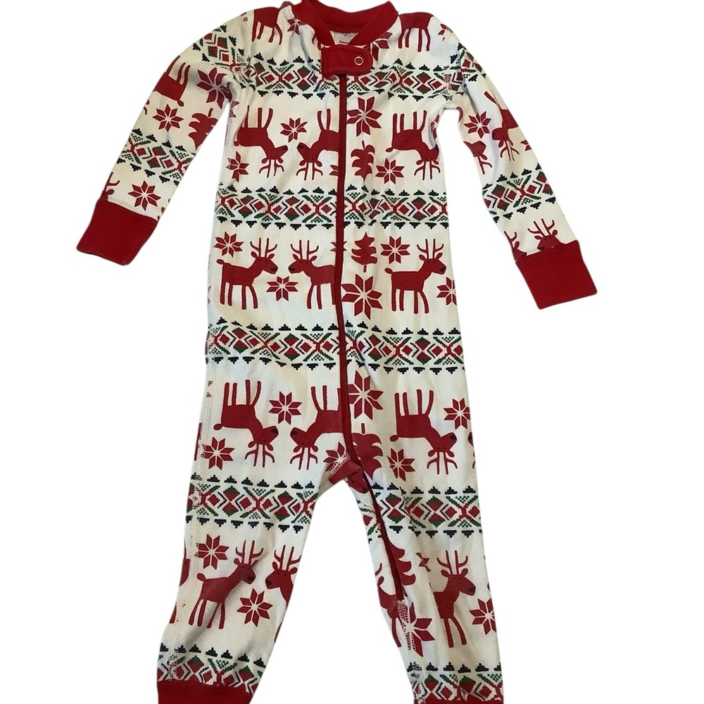 Hanna Andersson Red and White Pajama Onesie Holiday